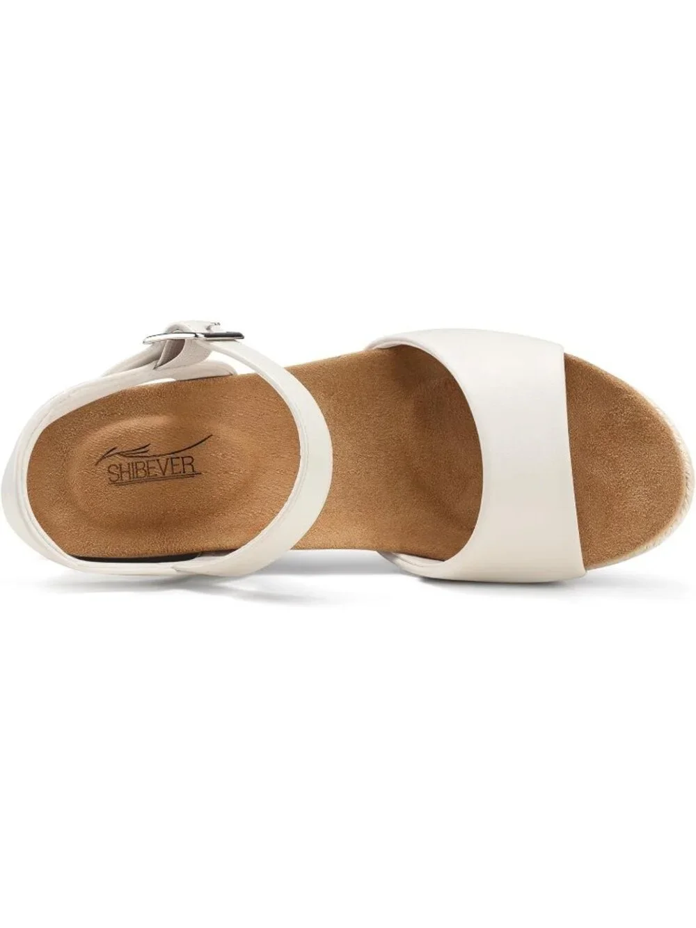 Women's White Cotton Comfortable Adjustable Ankle Strap with Buckle Heel Sandals